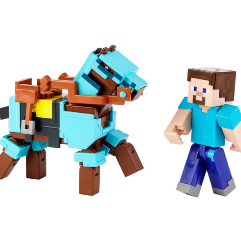 Minecraft Comic Maker Steve & Armored Horse (Brown) 3.25-inch Action Figures